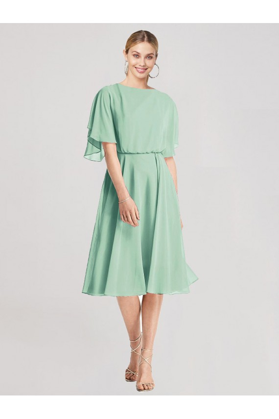 Compre Menta Verde línea A Gasa Corto Vestidos de dama de honor