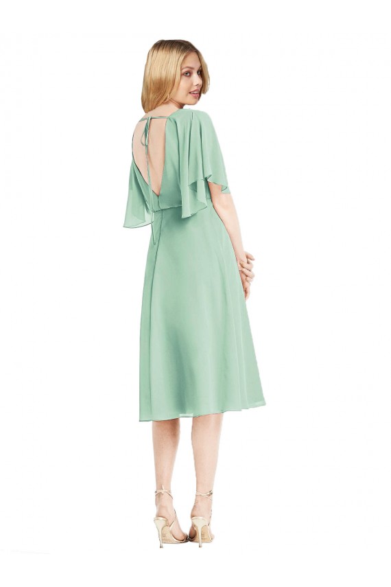 Compre Menta Verde línea A Gasa Corto Vestidos de dama de honor