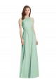 Compre Menta Verde línea A Halter Gasa Largo Vestidos de dama de honor