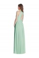 Compre Menta Verde línea A Halter Gasa Largo Vestidos de dama de honor