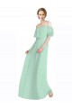 Compre Menta Verde línea A Hombros Descubiertos Tirantes espagueti Gasa Largo Vestidos de dama de honor