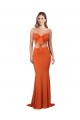 Compre Naranja Sirena Sin tirantes Spandex Largo Formales Vestidos de dama de honor / Vestidos de fiesta