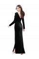 Compre Negro Columna Cuello en V Terciopelo Elástico Largo Formales Vestidos de dama de honor / Vestidos de fiesta