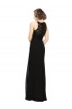 Compre Negro Cubierta Cuello Alto Gasa Encaje Largo Vestidos de dama de honor