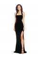 Compre Negro Cubierta Halter Cuello Alto Terciopelo Elástico Largo Vestidos de dama de honor / Vestidos de fiesta