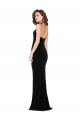Compre Negro Cubierta Halter Cuello Alto Terciopelo Elástico Largo Vestidos de dama de honor / Vestidos de fiesta