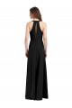 Compre Negro Cubierta Halter Cuello en V Crepé Elástico Largo Formales Vestidos de dama de honor / Vestidos de fiesta