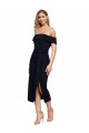 Compre Negro Cubierta Hombros Descubiertos Cuadrado Midi Crepé Elástico Corto Formales Vestidos de dama de honor / Vestidos de fiesta / Vestidos de cóctel