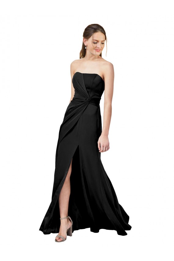 Compre Negro Cubierta Sin tirantes Crepé Elástico Largo Formales Vestidos de dama de honor / Vestidos de fiesta