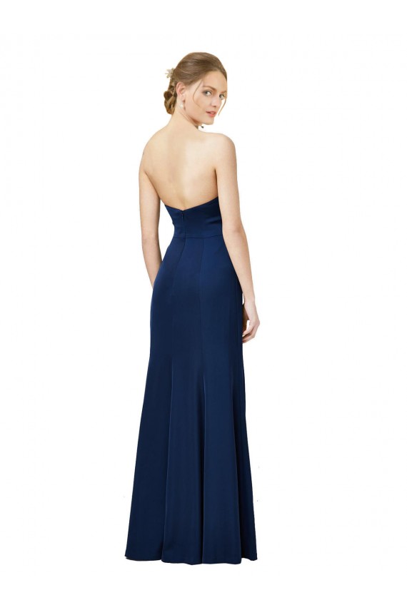 Compre Negro Cubierta Sin tirantes Crepé Elástico Largo Formales Vestidos de dama de honor / Vestidos de fiesta