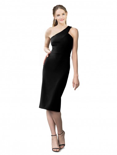 Compre Negro Cubierta Un Hombre Cóctel Crepé Elástico Corto Formales Vestidos de dama de honor / Vestidos de fiesta / Vestidos de cóctel
