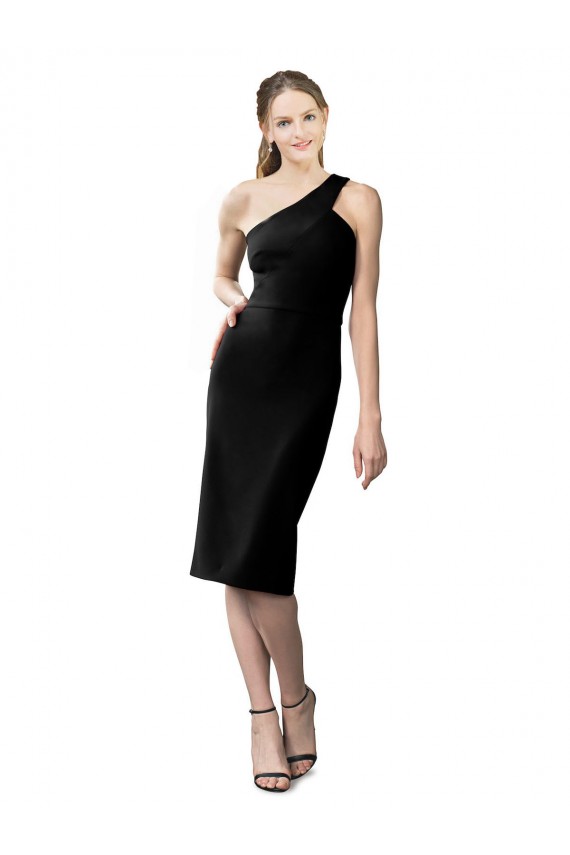 Compre Negro Cubierta Un Hombre Cóctel Crepé Elástico Corto Formales Vestidos de dama de honor / Vestidos de fiesta / Vestidos de cóctel