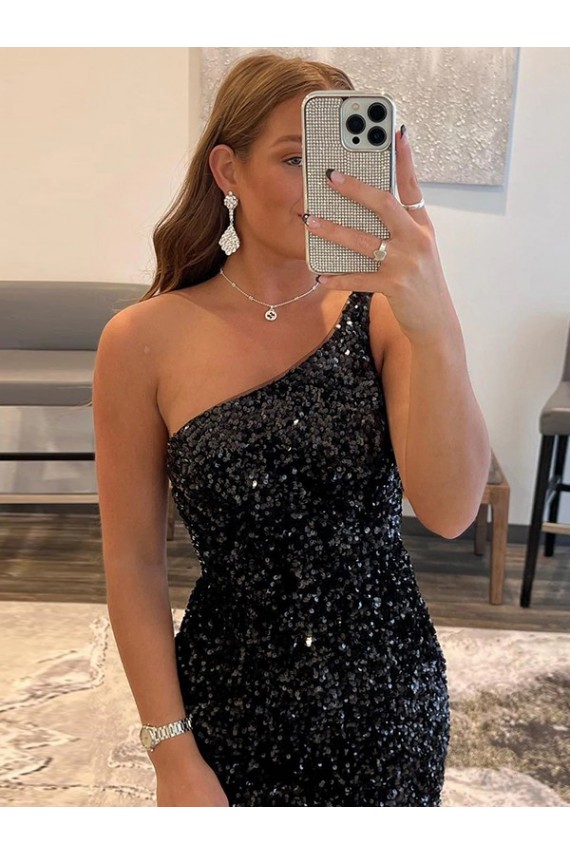 Compre Negro Cubierta Un Hombre Corto Lentejuelas Terciopelo Corto Vestidos de fiesta