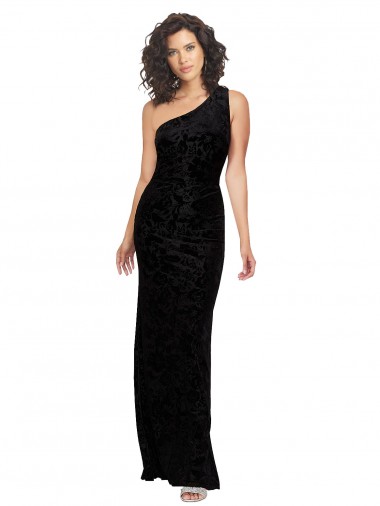 Compre Negro Cubierta Un Hombre Terciopelo floral Terciopelo Elástico Largo Vestidos de dama de honor