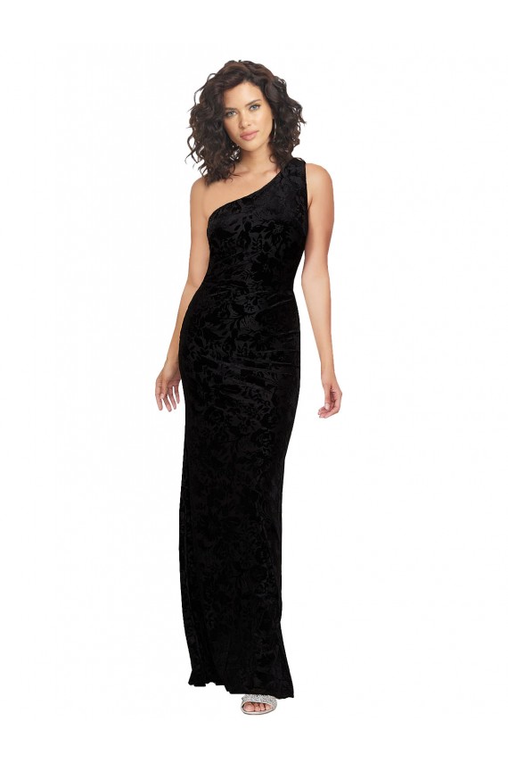 Compre Negro Cubierta Un Hombre Terciopelo floral Terciopelo Elástico Largo Vestidos de dama de honor