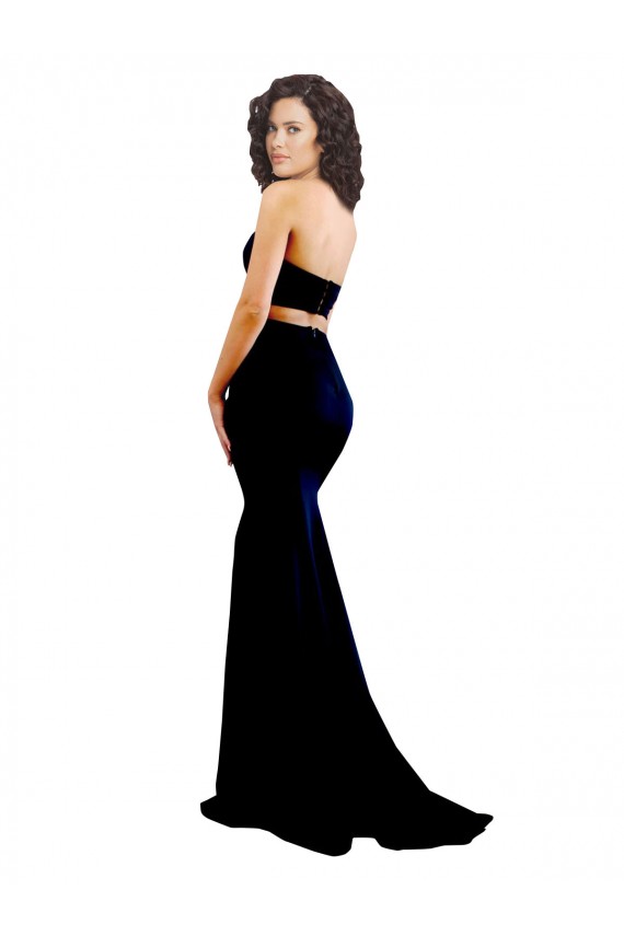 Compre Negro Sirena Cuello Alto Crepé Elástico Largo Formales Vestidos de dama de honor / Vestidos de fiesta