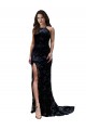Compre Negro Sirena Cuello Alto Encaje Largo Formales Vestidos de dama de honor / Vestidos de fiesta