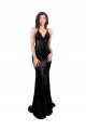 Compre Negro Sirena Cuello en V Lentejuela Largo Formales Vestidos de dama de honor / Vestidos de fiesta