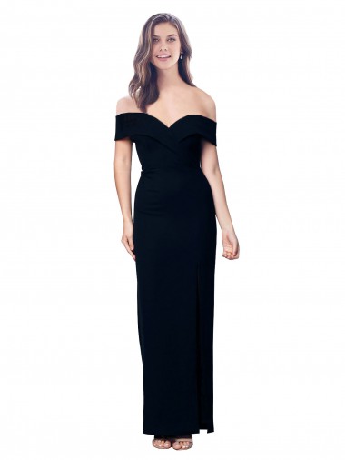 Compre Negro Sirena Hombros Descubiertos Crepé Elástico Largo Formales Vestidos de dama de honor / Vestidos de fiesta