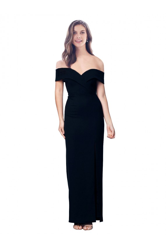 Compre Negro Sirena Hombros Descubiertos Crepé Elástico Largo Formales Vestidos de dama de honor / Vestidos de fiesta