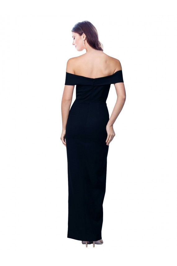 Compre Negro Sirena Hombros Descubiertos Crepé Elástico Largo Formales Vestidos de dama de honor / Vestidos de fiesta