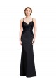Compre Negro Sirena Tirantes espagueti Cuello en V Crepé Elástico Largo Vestidos de dama de honor / Vestidos de fiesta