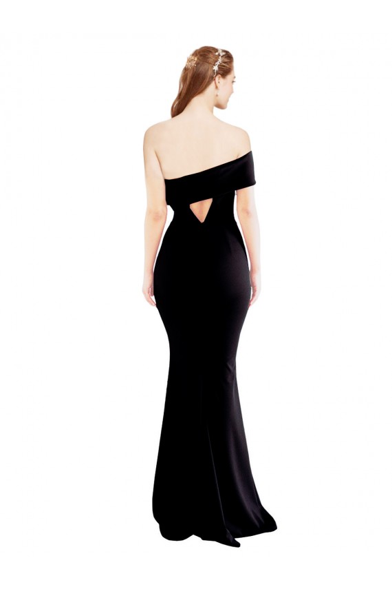 Compre Negro Sirena Un Hombre Crepé Elástico Largo Formales Vestidos de dama de honor / Vestidos de fiesta