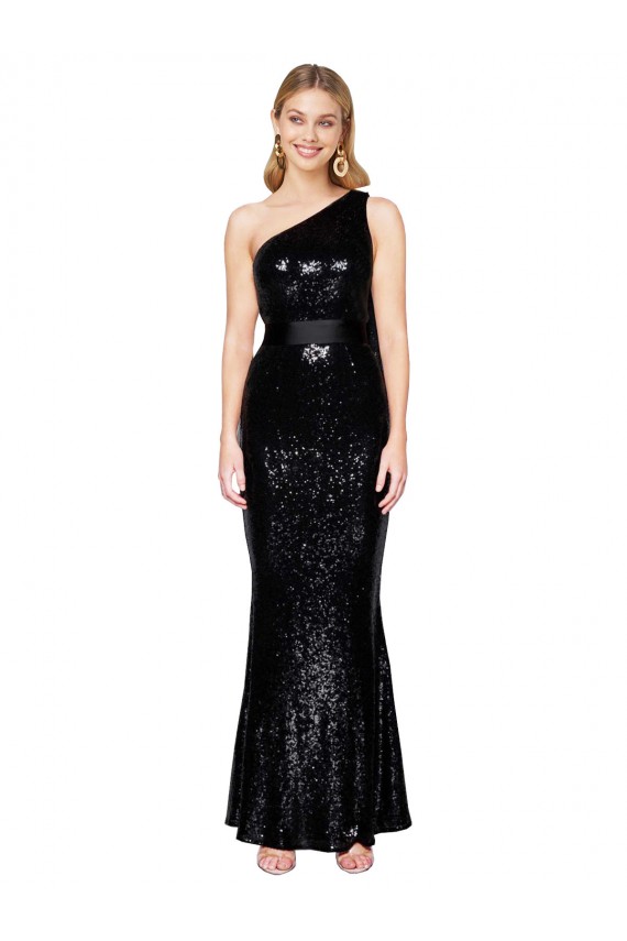 Compre Negro Sirena Un Hombre Lentejuela Largo Formales Vestidos de dama de honor / Vestidos de fiesta