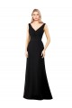 Compre Negro línea A Cuello en V Gasa Largo Vestidos de dama de honor / Vestidos de fiesta