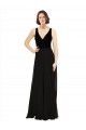 Compre Negro línea A Cuello en V Gasa Terciopelo Largo Vestidos de dama de honor / Vestidos de fiesta