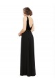 Compre Negro línea A Cuello en V Gasa Terciopelo Largo Vestidos de dama de honor / Vestidos de fiesta