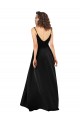 Compre Negro línea A Cuello en V Satén sedoso Largo Asimétrico Formales Vestidos de dama de honor / Vestidos de fiesta