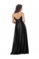 Compre Negro línea A Cuello en V Satén sedoso Largo Formales Vestidos de dama de honor / Vestidos de fiesta
