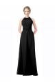 Compre Negro línea A Halter Cuello de Corazón Gasa Largo Vestidos de dama de honor