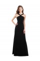 Compre Negro línea A Halter Gasa Largo Vestidos de dama de honor