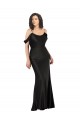 Compre Negro línea A Hombros Descubiertos Satén sedoso Largo Formales Vestidos de dama de honor / Vestidos de fiesta