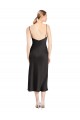 Compre Negro línea A Tirantes espagueti Midi Satén elástico Corto Formales Vestidos de dama de honor / Vestidos de fiesta / Vestidos de cóctel