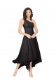 Compre Negro línea A Un Hombre Sin tirantes Midi Gasa Corto Asimétrico Vestidos de dama de honor / Vestidos de cóctel / Vestidos para homecoming