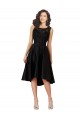 Compre Negro línea A Ilusión Midi Satén Encaje Corto Asimétrico Vestidos de dama de honor / Vestidos de cóctel / Vestidos para homecoming