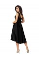 Compre Negro línea A Ilusión Midi Satén Encaje Corto Asimétrico Vestidos de dama de honor / Vestidos de cóctel / Vestidos para homecoming