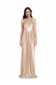 Compre Oro Cubierta Halter Cuello Alto Lentejuela Largo Formales Vestidos de dama de honor / Vestidos de fiesta