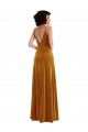 Compre Oro Trompeta Cuello en V Terciopelo Elástico Largo Vestidos de dama de honor / Vestidos de fiesta