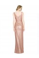 Compre Oro rosa Cubierta Cuello en V Lentejuela Largo Formales Vestidos de dama de honor / Vestidos de fiesta