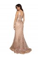 Compre Oro rosa Sirena Cuello en V Lentejuela Lentejuelas brillantes Largo Formales Vestidos de dama de honor / Vestidos de fiesta