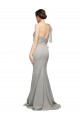 Compre Ostra Plata Sirena Un Hombre Cuello de Corazón Barrer tren Crepé Elástico Tul Largo Formales Vestidos de dama de honor / Vestidos de fiesta