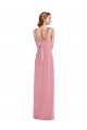 Compre Piel rosa línea A Halter Gasa Largo Vestidos de dama de honor