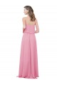 Compre Piel rosa línea A Tirantes espagueti Gasa Largo Vestidos de dama de honor