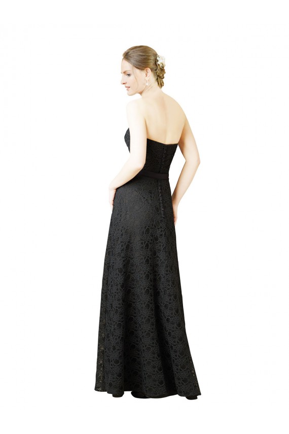 Compre Pizarra gris Cubierta Cuello de Corazón Encaje Largo Vestidos de dama de honor