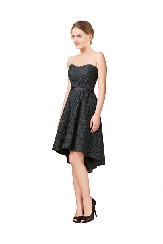 Compre Pizarra gris línea A Cuello de Corazón Encaje Corto Asimétrico Vestidos de dama de honor / Vestidos de cóctel / Vestidos para homecoming