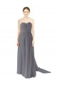 Compre Pizarra gris línea A Cuello de Corazón Gasa Largo Vestidos de dama de honor